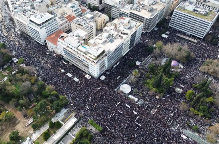 Mass protests outside Greece
