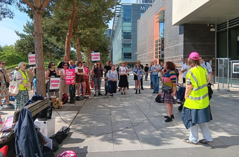 Strikers at Birmingham City University rallying last week