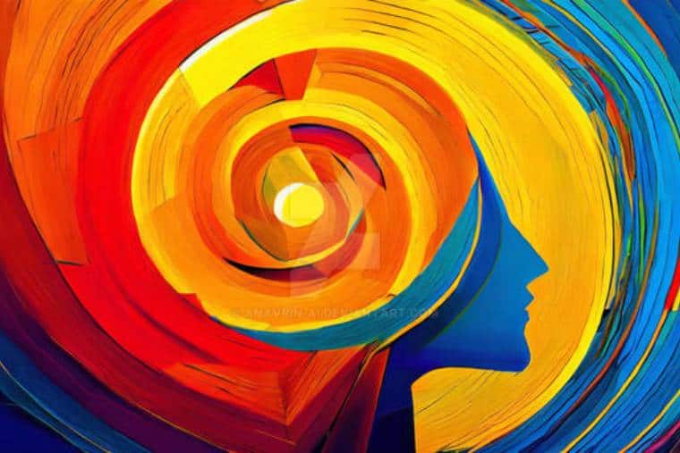 Image abstraite colorée d'un cerveau avec des coups de pinceau tourbillonnant