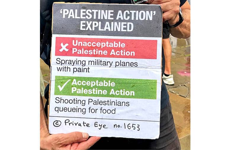 Entretien avec Palestine Proteter arrêté sur un graphique oculaire privé