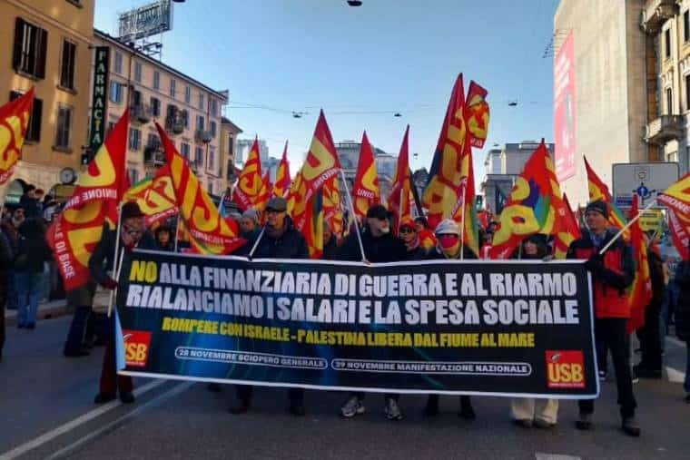 La grève pour la Palestine rejette le budget de guerre du gouvernement italien