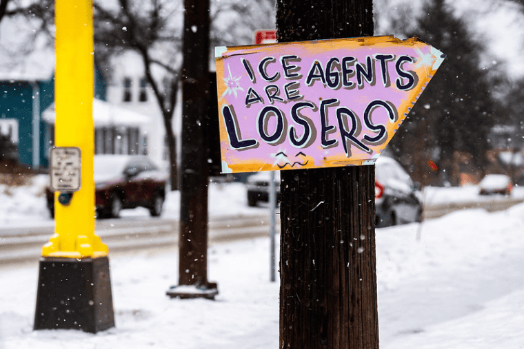 A sign in South Minneapolis that reads