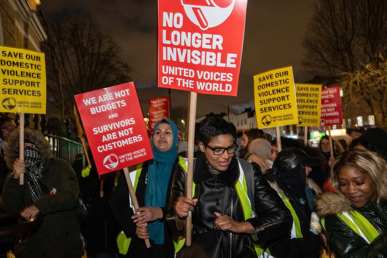 Domestic violence charity workers struck last year in Tower Hamlets, London (Photo: Guy Smallman)