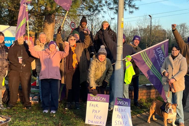 NHS workers on the picket line in Manchester
