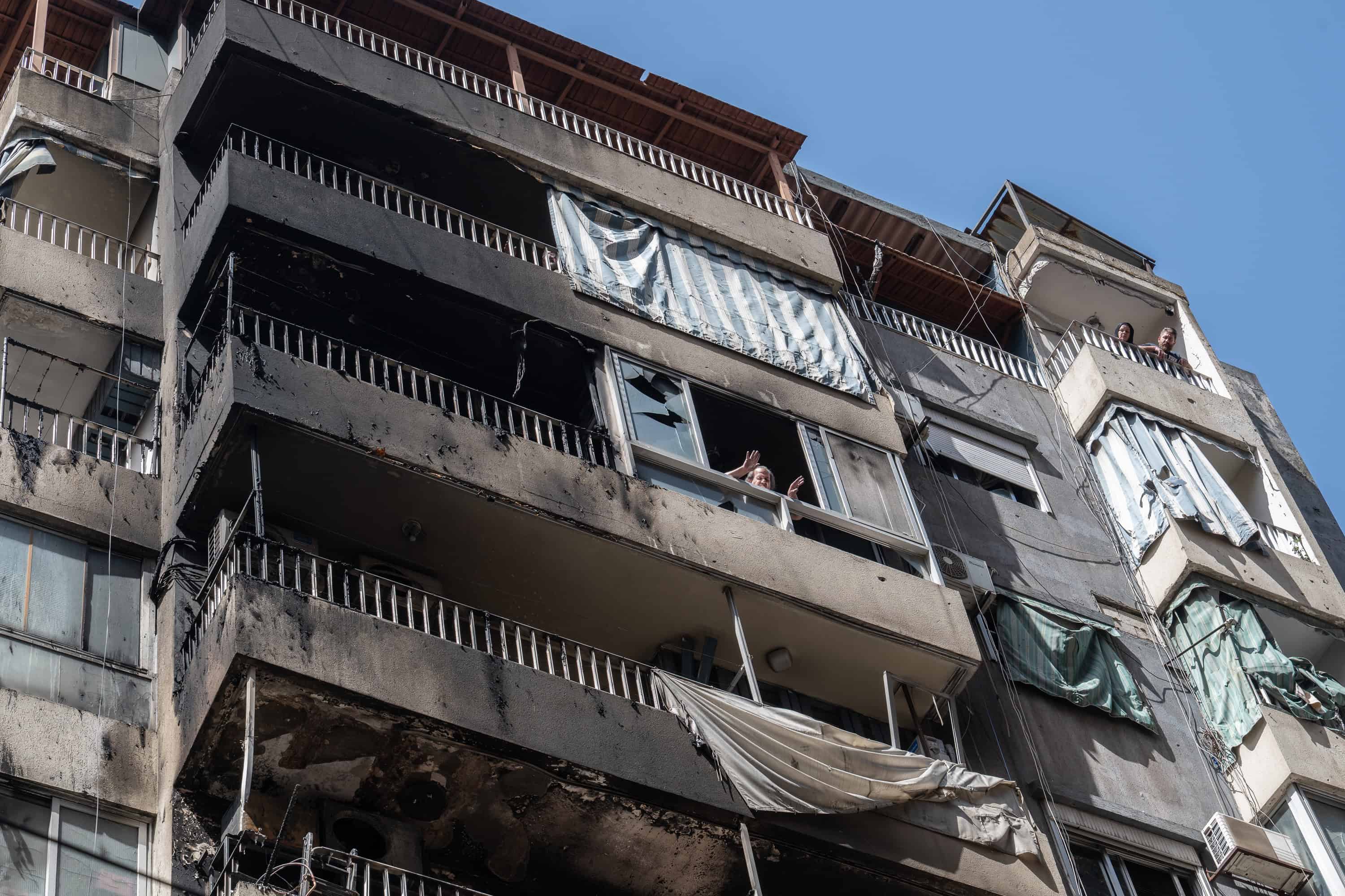 Un appartement incendié à Beyrouth au Liban 