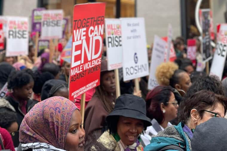 They protested the lack of action to stop violence against women and girls