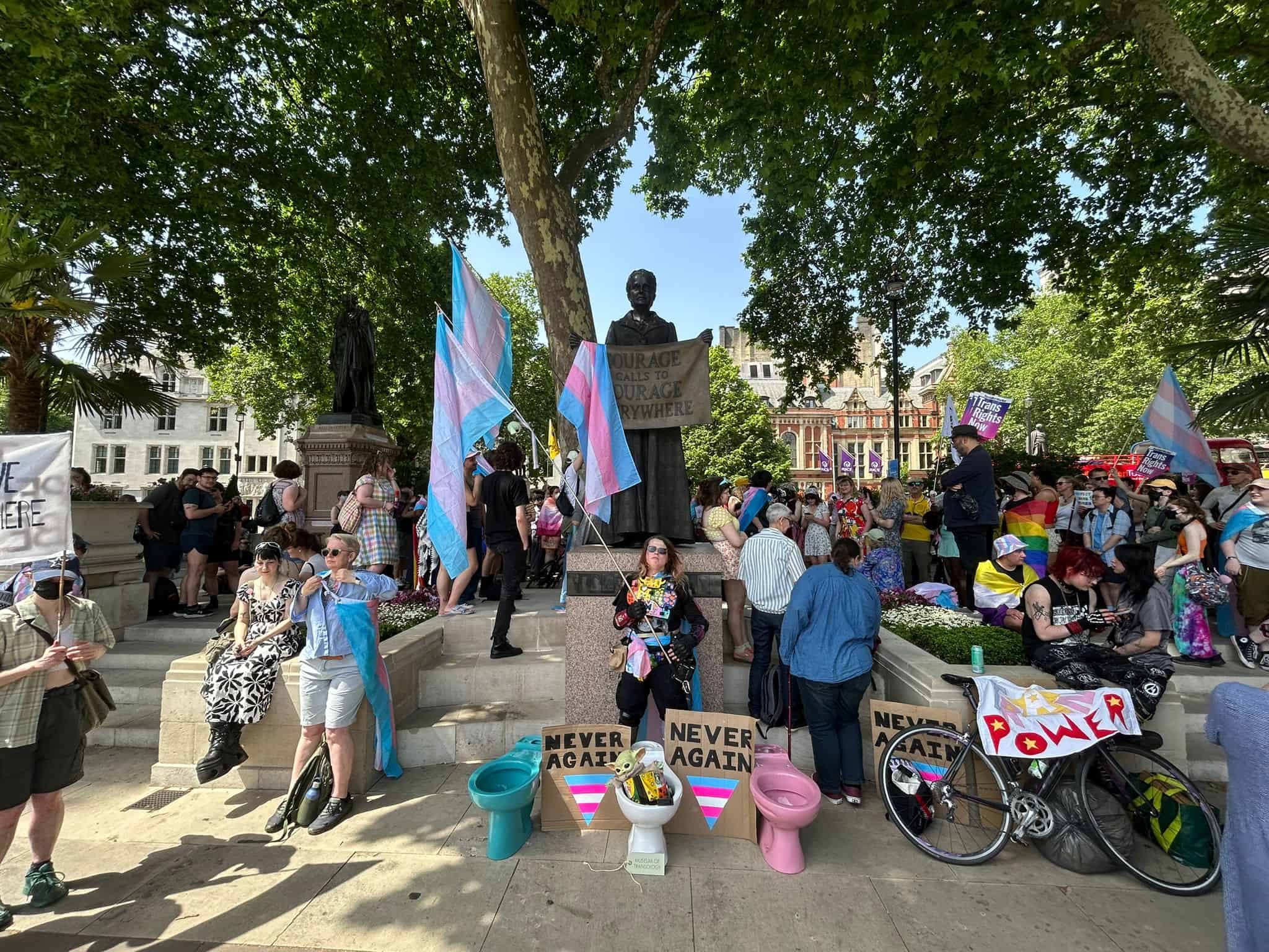 Activists protest against transphobic guidance backed by the government
