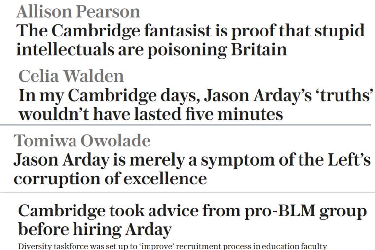 A small selection of the 250 articles the Telegraph newspaper published on Jason Arday in 22 days