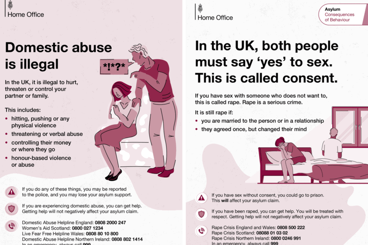 La brochure parle d'égalité, de violence domestique et de violence sexuelle