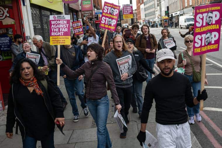 Stand Up To Racism marching against Restore Britain in Camden (Pic: Guy Smallman)