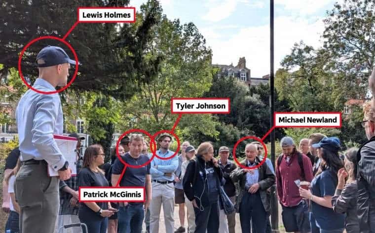 Des personnalités d’extrême droite faisant campagne avec le candidat de Restore Britain, Tyler Johnson (Photo : Stand Up To Racism)