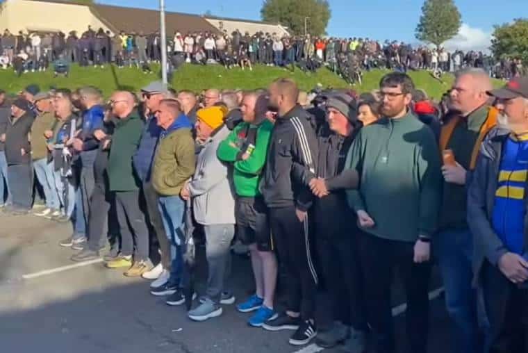 Residents linked arms to blockade the road from Saturday night