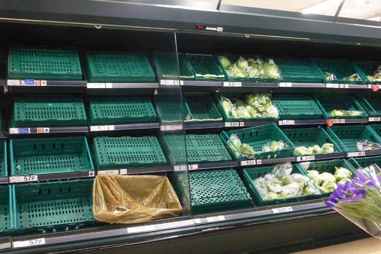 Rayons vides des supermarchés