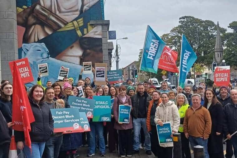 A Unite, la ligne de piquetage des membres du syndicat mercredi (Photo : UniteSharon/X)