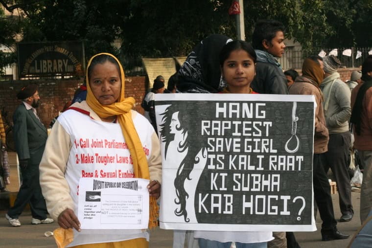 Women in India have long protested sexual violence, in 2013 women held placards asking