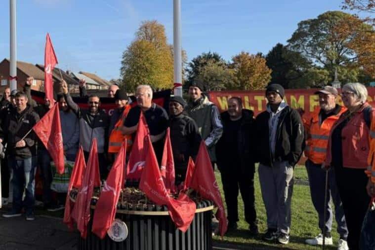 The striking bin workers this week (Photo: Unite)